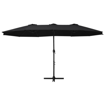 Umbrelă de soare exterior cu stâlp aluminiu, negru, 460x270 cm - Img 2