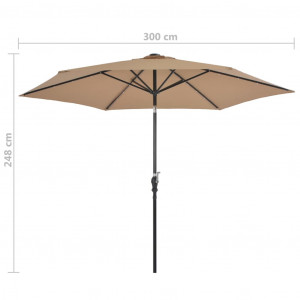 Umbrelă de soare exterior, LED-uri și stâlp oțel, taupe, 300 cm - Img 6