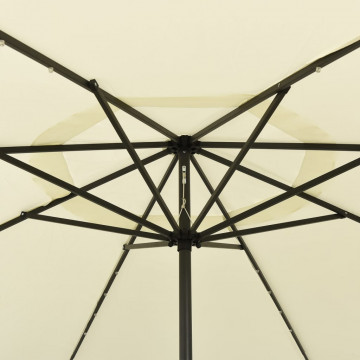 Umbrelă de soare exterior, LED-uri & stâlp metal nisipiu 400 cm - Img 4