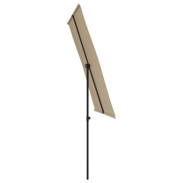 Umbrelă de soare exterior, stâlp aluminiu, gri taupe, 2x1,5 cm - Img 8