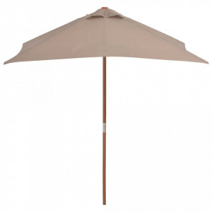 Umbrelă de soare, exterior, stâlp lemn, 150x200 cm, gri taupe - Img 4