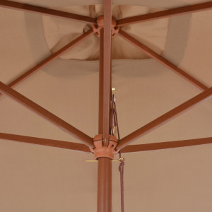 Umbrelă de soare, exterior, stâlp lemn, 200x300 cm, gri taupe - Img 2