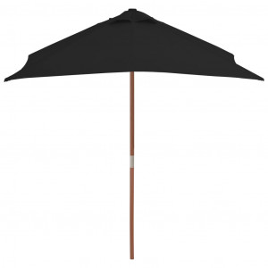 Umbrelă de soare, exterior, stâlp lemn, negru, 150x200 cm - Img 4