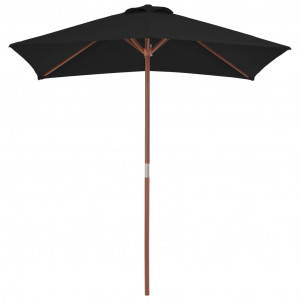 Umbrelă de soare, exterior, stâlp lemn, negru, 150x200 cm - Img 7