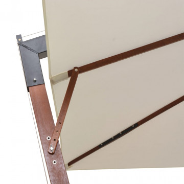 Umbrelă de soare suspendată cu stâlp de lemn, 300x300 cm, alb - Img 5