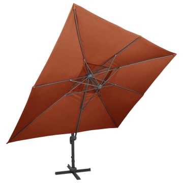 Umbrelă în consolă cu înveliș dublu, cărămiziu, 400x300 cm - Img 2