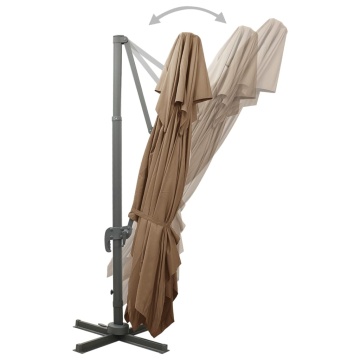 Umbrelă în consolă cu înveliș dublu, taupe, 400x300 cm - Img 8