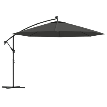 Umbrelă în consolă cu LED și stâlp din metal, antracit, 350 cm - Img 2