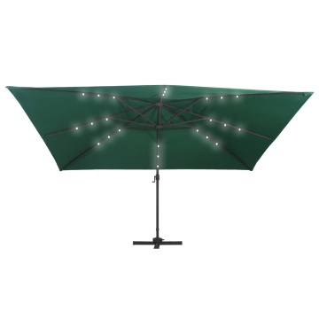 Umbrelă în consolă cu LED, stâlp din aluminiu verde 400x300 cm - Img 4