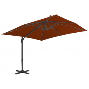 Umbrelă în consolă cu stâlp din aluminiu, cărămiziu, 300x300 cm - Img 3