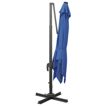 Umbrelă în consolă cu stâlp și LED-uri, albastru azur, 300 cm - Img 3