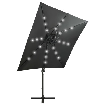 Umbrelă în consolă cu stâlp și LED-uri, antracit, 250 cm - Img 4