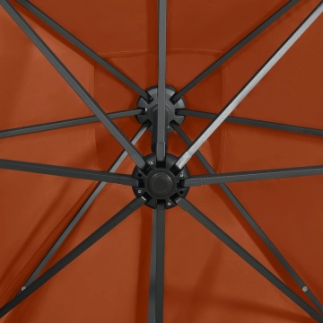 Umbrelă în consolă cu stâlp și LED-uri, cărămiziu, 250 cm - Img 7