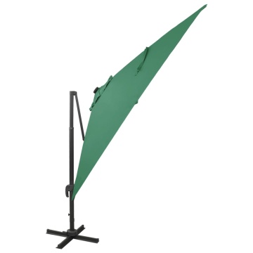 Umbrelă în consolă cu stâlp și LED-uri, verde, 300 cm - Img 2