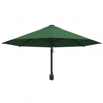 Umbrelă soare, montaj pe perete, tijă metalică, verde, 300 cm - Img 4