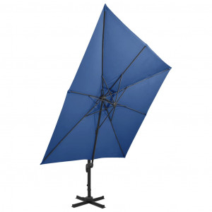 Umbrelă suspendată cu înveliș dublu, albastru azuriu, 300x300cm - Img 3