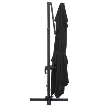 Umbrelă suspendată cu LED și stâlp aluminiu negru 400x300 cm - Img 8