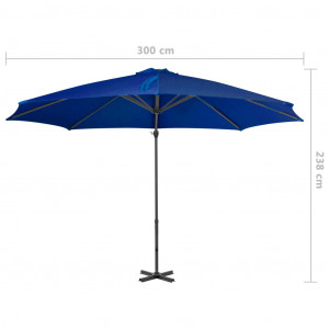 Umbrelă suspendată cu stâlp aluminiu, albastru azuriu, 300 cm - Img 7