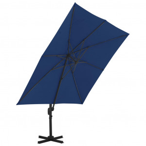 Umbrelă suspendată cu stâlp din aluminiu albastru azuriu 3x3 m - Img 4