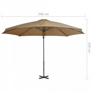 Umbrelă suspendată cu stâlp din aluminiu, gri taupe, 300 cm - Img 7
