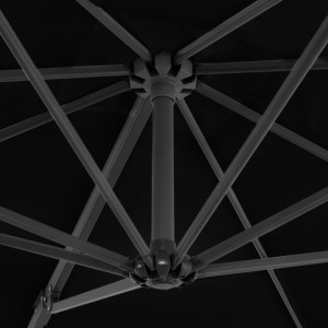 Umbrelă suspendată cu stâlp din aluminiu, negru, 250x250 cm - Img 2