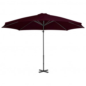 Umbrelă suspendată cu stâlp din aluminiu, roșu, 300 cm - Img 4