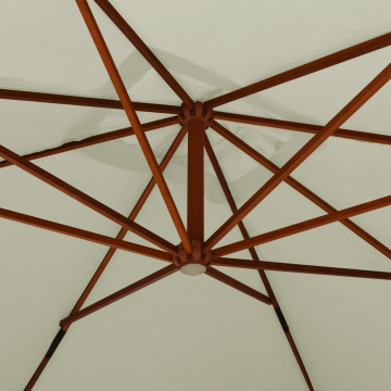 Umbrelă suspendată cu stâlp din lemn, alb nisipiu, 400x300 cm - Img 8