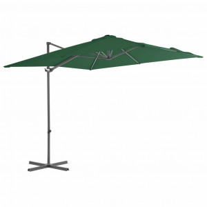 Umbrelă suspendată cu stâlp din oțel, verde, 250 x 250 cm - Img 1