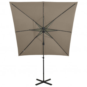 Umbrelă suspendată cu stâlp și LED-uri, gri taupe, 250 cm - Img 5