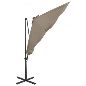 Umbrelă suspendată cu stâlp și LED-uri, gri taupe, 300 cm - Img 5