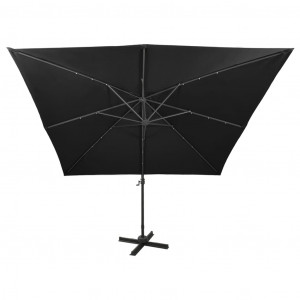 Umbrelă suspendată cu stâlp și LED-uri, negru, 300 cm - Img 6