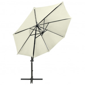 Umbrelă suspendată cu stâlp și LED-uri, nisipiu, 300 cm - Img 4