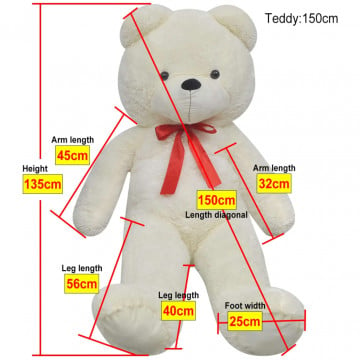 Ursuleț de pluș moale de jucărie XXL, alb, 135 cm - Img 4