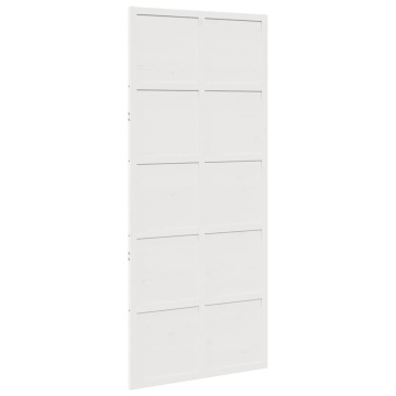 Ușă de hambar, alb, 90x208 cm, lemn masiv de pin - Img 2