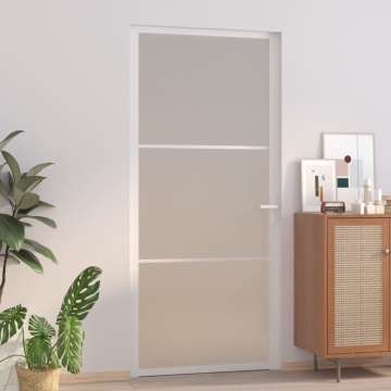 Ușă de interior, 93x201,5 cm, alb,sticlă mată și aluminiu - Img 1