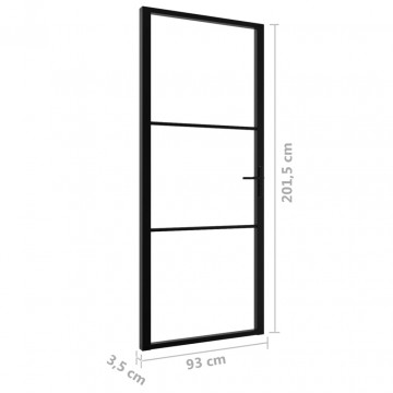 Ușă de interior, negru, 93x201,5 cm, sticlă ESG și aluminiu - Img 5