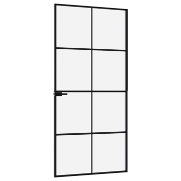 Ușă de interior negru 93x201,5 cm sticlă securiz./aluminiu slim - Img 4