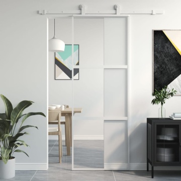 Ușă glisantă, alb, 76x205 cm, sticlă securizată/aluminiu - Img 1
