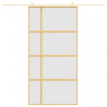 Ușă glisantă, auriu, 102,5x205 cm, sticlă ESG mată și aluminiu - Img 3