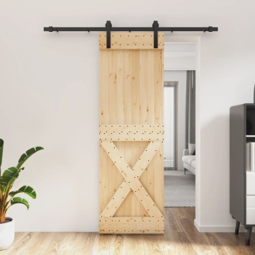 Ușă glisantă cu set de feronerie 70x210 cm, lemn masiv de pin - Img 1