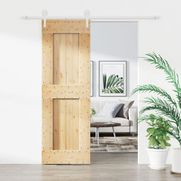Ușă glisantă cu set de feronerie 70x210 cm, lemn masiv de pin - Img 1