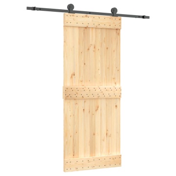 Ușă glisantă cu set de feronerie 85x210 cm, lemn masiv de pin - Img 2