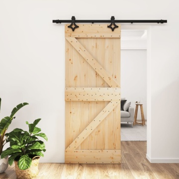 Ușă glisantă cu set de feronerie 85x210 cm, lemn masiv de pin - Img 1