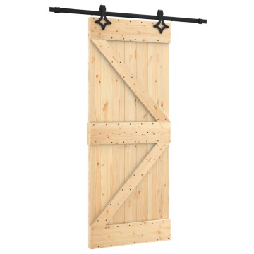 Ușă glisantă cu set de feronerie 85x210 cm, lemn masiv de pin - Img 2