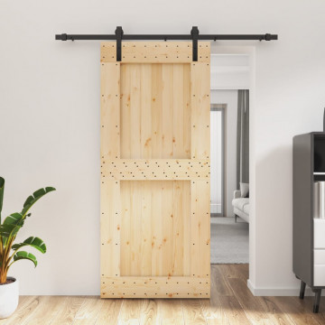 Ușă glisantă cu set feronerie, 90x210 cm, lemn masiv de pin - Img 1