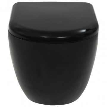 Vas de toaletă suspendat cu rezervor încastrat, negru, ceramică - Img 6