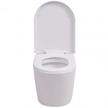 Vas toaletă suspendat cu rezervor încastrat, ceramică, alb - Img 8