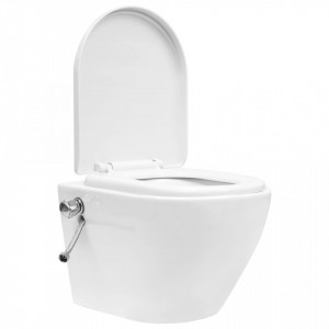 Vas WC suspendat fără ramă cu funcție de bideu, alb, ceramică - Img 7