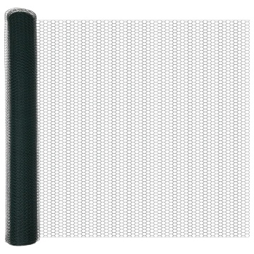ViaXL Stâlpi de Gard 11 buc U-Canal Verde 140 cm Oțel, Gard Hexagonal Verde 1,4x25 m Oțel - Img 4