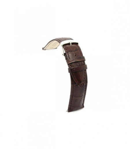 Curea piele maro inchis model crocodil QR 22mm - 4240222 - Img 2